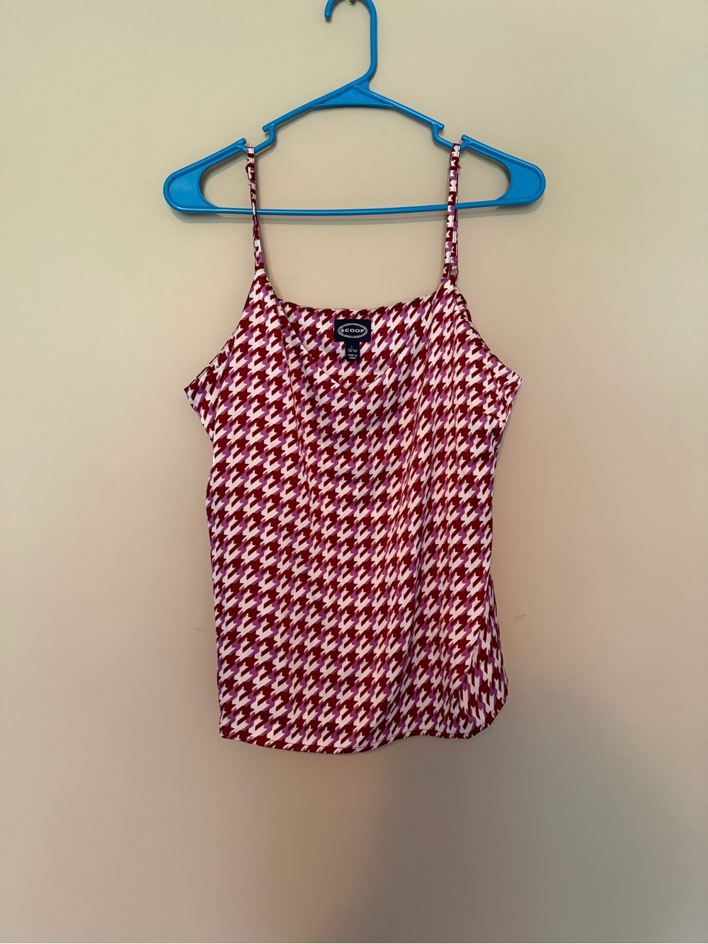 CeCe Red & White Houndstooth Spaghetti Strap Tank